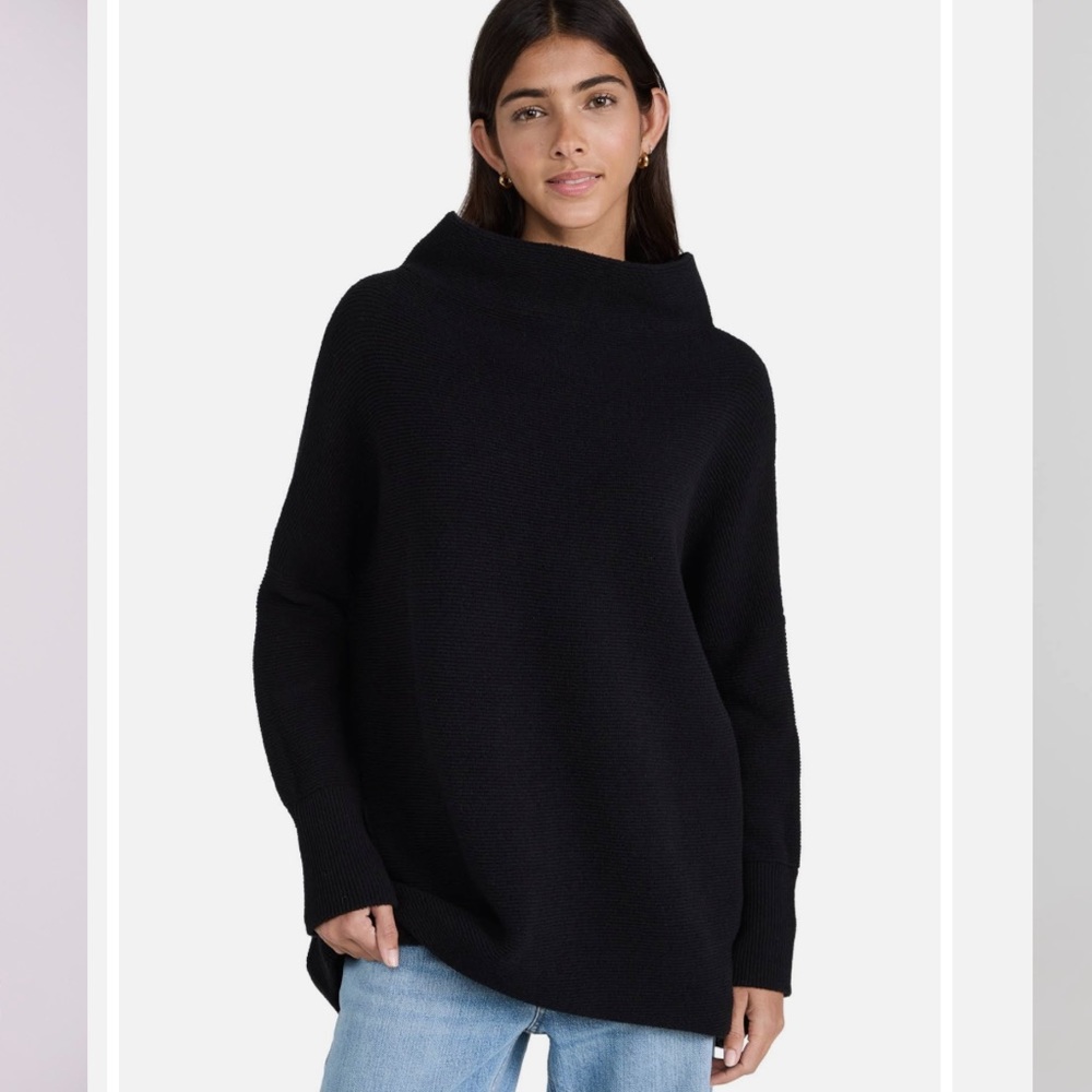 RD Style Black Ribbed Mockneck Sweater/Tunic Size S